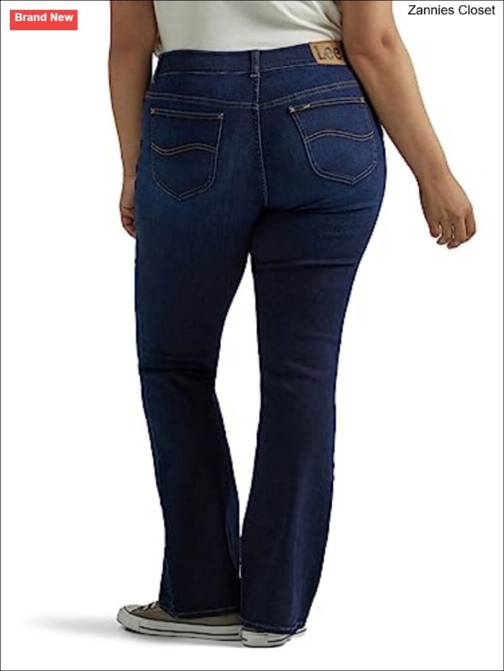 Women's Bootcut Jeans Regular Fit Mid Rise Stretch Denim Elastic Waist - Picture 2 of 5